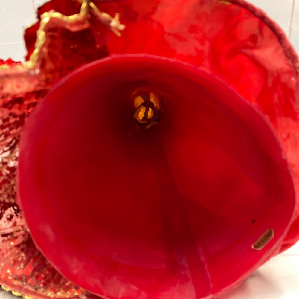 VTG 15” Red Petal Fairy Angel Tree Topper Layered Petal Gown, Glitter Wings - Picture 3 of 9